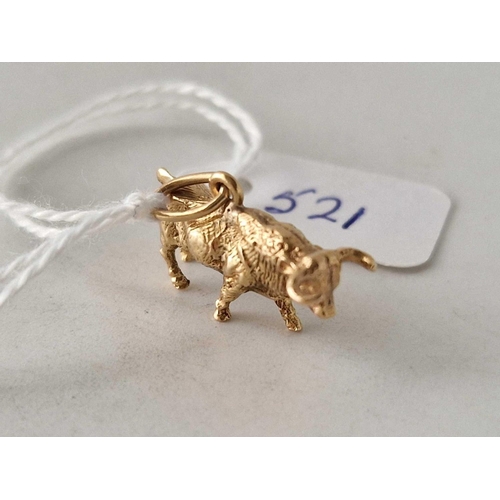 521 - A high carat gold bull charm 2.8 gms