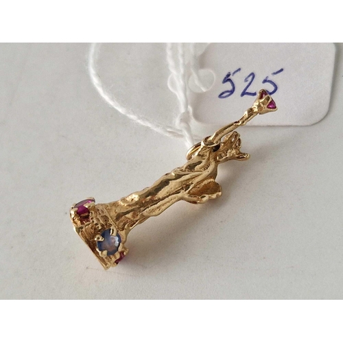 525 - A statue of Liberty charm set with stones 14ct gold 4.4 gms