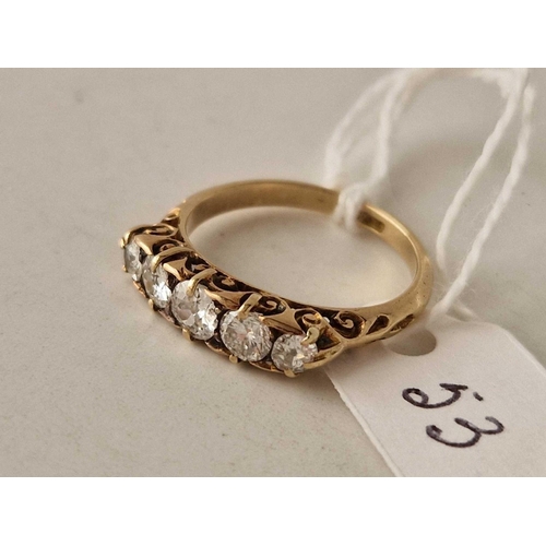 53 - A VICTORIAN FIVE STONE DIAMOND RING APPROX ONE CARAT OF DIAMONDS 18CT GOLD SIZE N 3.6 GMS BOXED