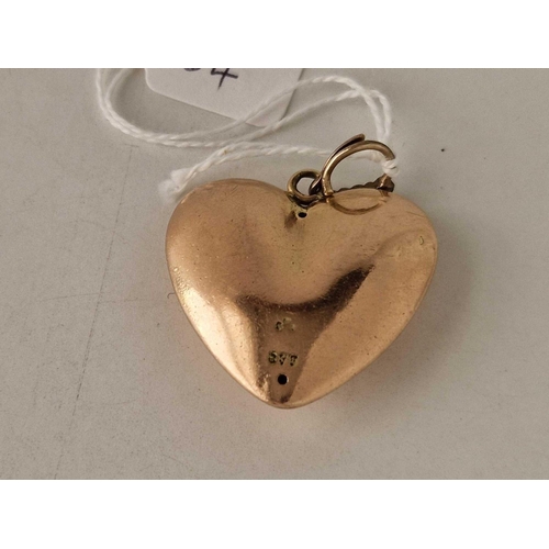 54 - A EARLY VICTORIAN LARGE GOLD AND DIAMOND HEART PENDANT 13.2 GMS BOXED