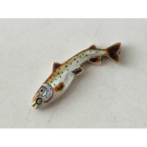 571 - A silver and enamel trout fish charm