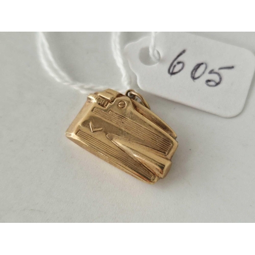 605 - A lighter charm 9ct 1.3 gms