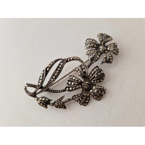 637 - Three silver marcasite brooches