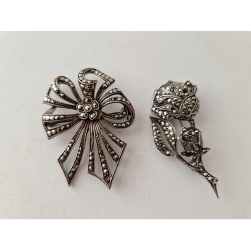 637 - Three silver marcasite brooches