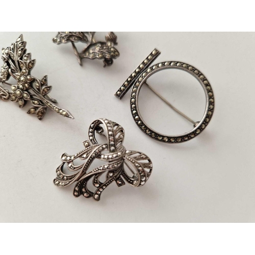 638 - Four small silver marcasite brooches