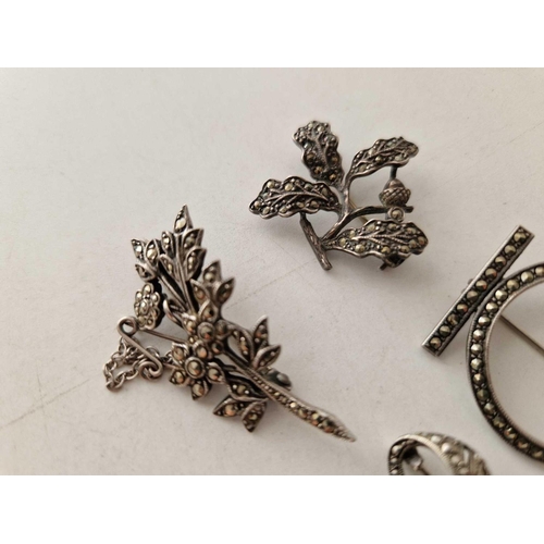 638 - Four small silver marcasite brooches