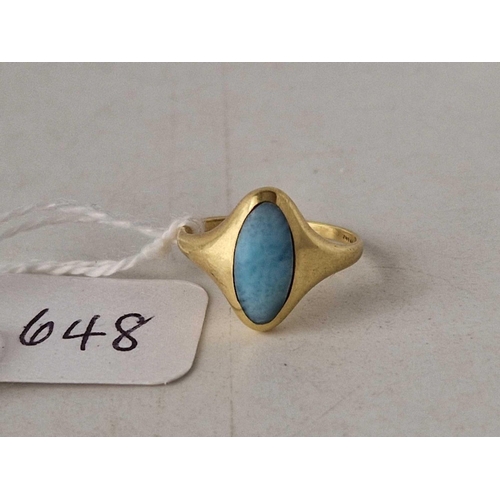 648 - A turquoise childs ring, 14ct, size D, 1.9 g.