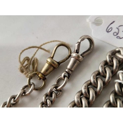 653 - A silver double albert chain, no tbar