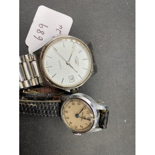 689 - A gents Rotary wrist watch with seconds sweep and date aperture, together with a ladies Ingersoll