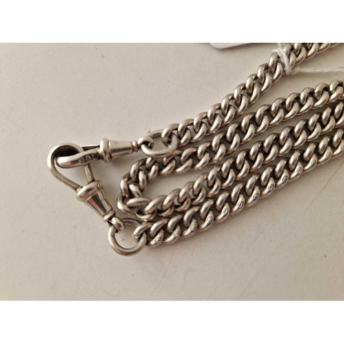 739 - A good curb link silver double watch Albert chain, 15.5 inch