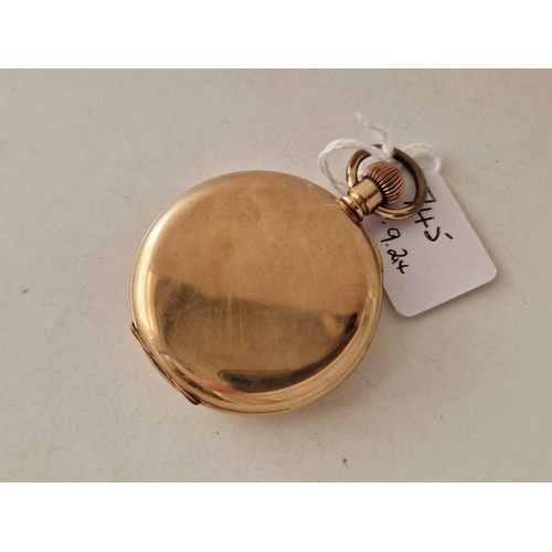 745 - A gents rolled gold pocket watch with seconds dial, W/O