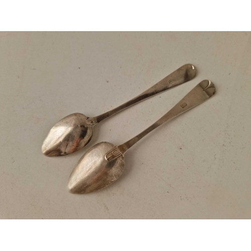 772 - Two Jersey Georgian Bright Cut Tea Spoons One By TDG, JLG & other CWQ