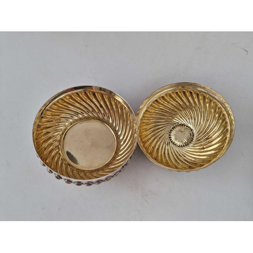 801 - A foreign silver (800 standard) bowl and cover, spirally twisted with melon finial, 420g