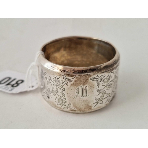 810 - A good Victorian aesthetic napkin ring, Birmingham 1880 by GU, 24g