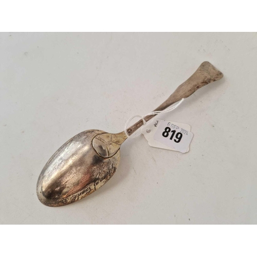 819 - A Danish table spoon, the back dated 1899, 50g