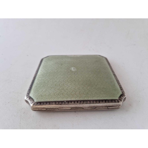 833 - A silver and enamel decorated cigarette case with gilt interior, 3.5