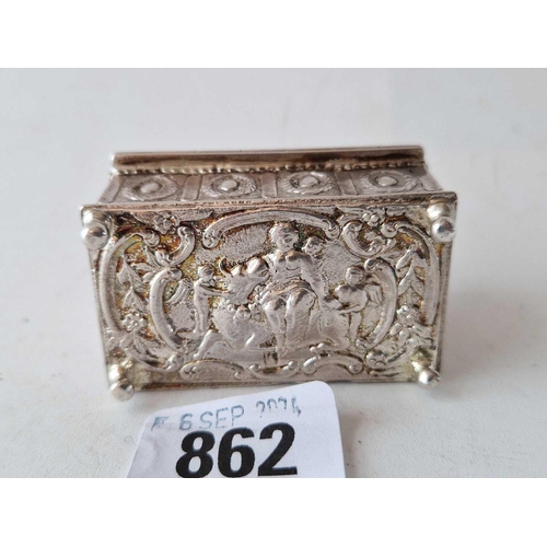 862 - A Dutch style casket with hinged dome cover with chased decoration, 2.5