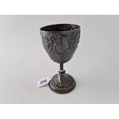 868 - An embossed Victorian goblet on pedestal base, 5.5 inches high, Birmingham 1893, 108 g.