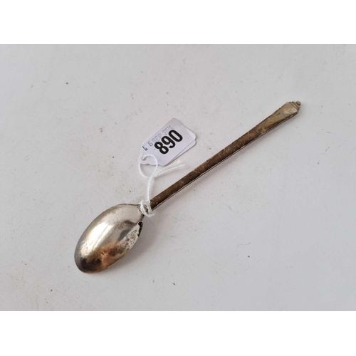 890 - A Georg Jensen long handled spoon with pyramid finial, 7 inches long