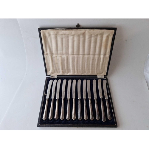 901 - A set of twelve silver handled tea knives, Sheffield 1925, boxed