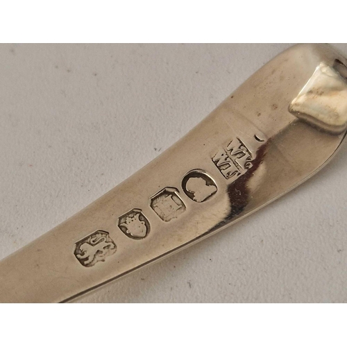 933 - A George III crested sift spoon with oval bowl, London 1803 by Eley & Fern