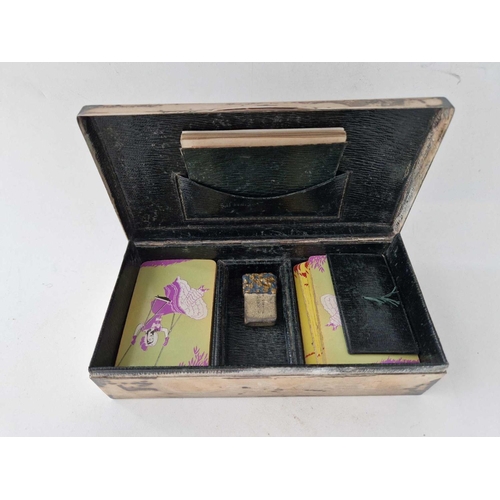 948 - A good Bridge box with enamel decorated hinged cover with fitted interior with rule book, London 191... 