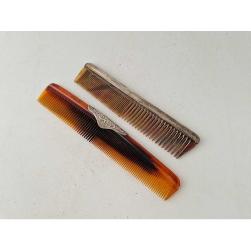 985 - Two silver mounted combs