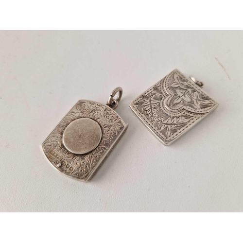 992 - Two unusual stamp cases engraved with scrolls, one Chester 1901