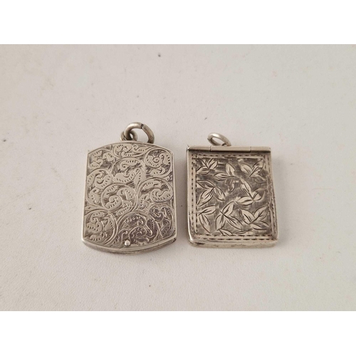 992 - Two unusual stamp cases engraved with scrolls, one Chester 1901