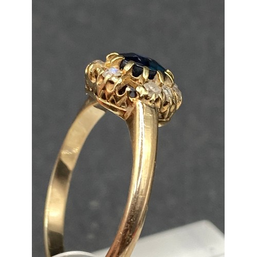 233 - An antique sapphire and diamond cluster ring, 18ct Size K