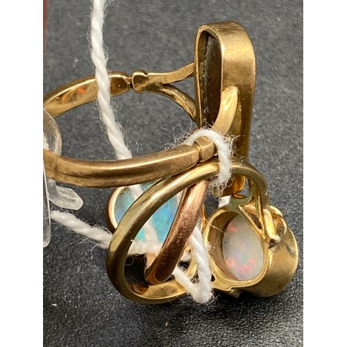 313 - Three gold set opal/ doublet rings, size O, N and E