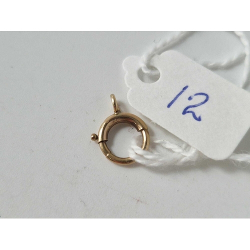 12 - A yellow gold bolt clasp 9ct