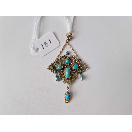 131 - A Edwardian turquoise set pendant 9ct