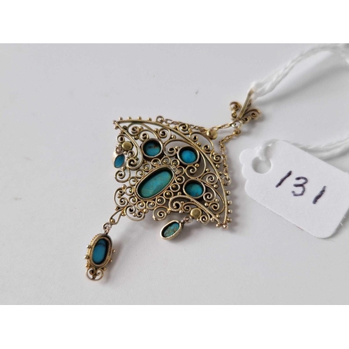 131 - A Edwardian turquoise set pendant 9ct