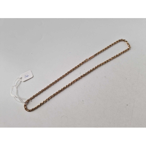 14 - A EDWARDIAN NECK CHAIN WITH BARREL CLASP 9CT 16 INCH 9.3 GMS