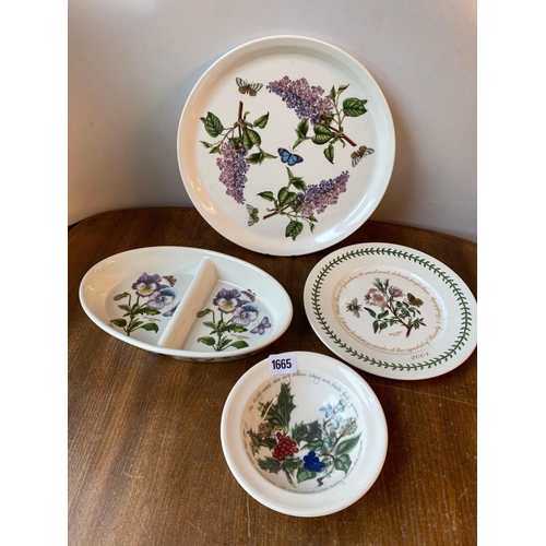 1665 - A Circular Portmeirion Tray, a Two Division Vegetable Dish and Two Plates