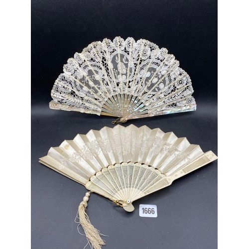 1666 - A Decorative Lace Fan and another with Embroidery