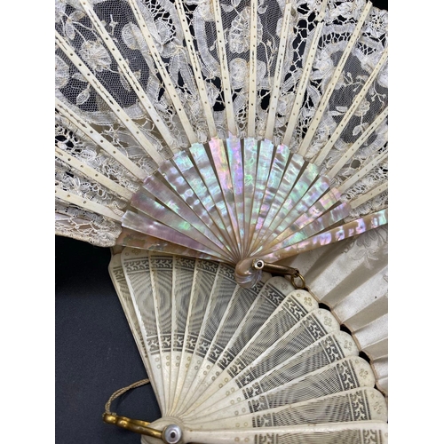 1666 - A Decorative Lace Fan and another with Embroidery