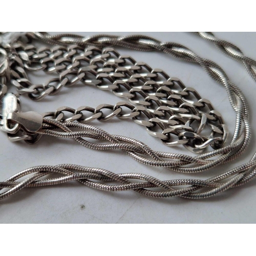 186 - Two silver chains 15 and 16 inch 33 gms