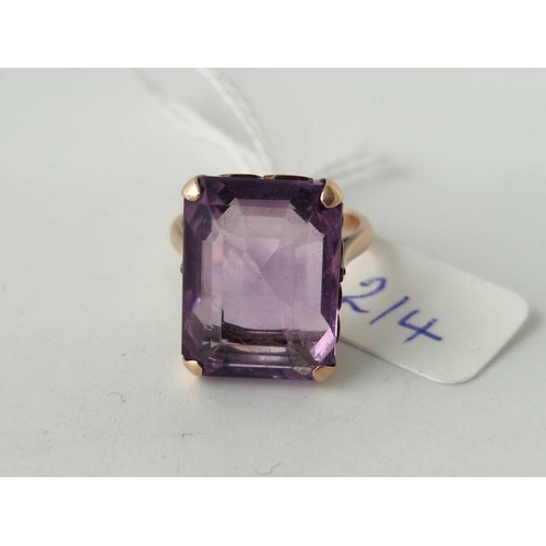 214 - A amethyst solitaire ring 15ct gold size N 7 gms