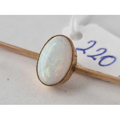 220 - A opal bar brooch set in gold 4.7 gms