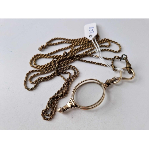 228 - A lorgnette and guard chain 56 inch