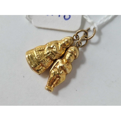 278 - A lady and gent charm 18ct gold 2.5 gs