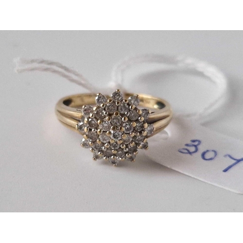 307 - A diamond ring approx 31 graduated diamonds 0.62 carats 9ct size O