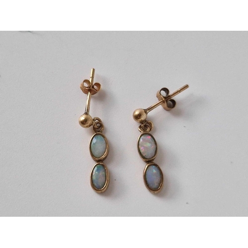 308 - A pair of opal drop earrings 9ct