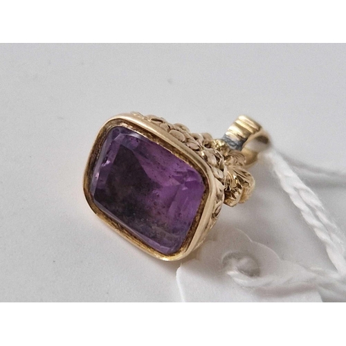 36 - A Victorian gold seal fob set with amethyst