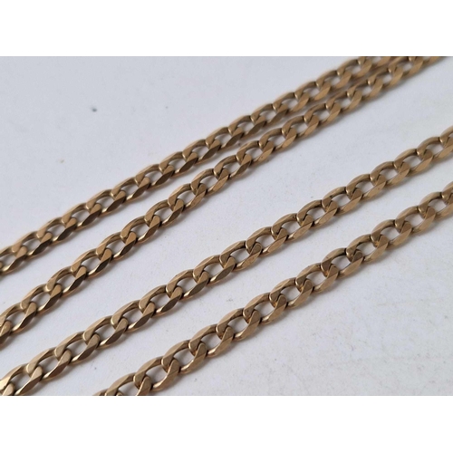 4 - A long gold flat link neck chain 9ct 25 inch 13,3 gms no clasp