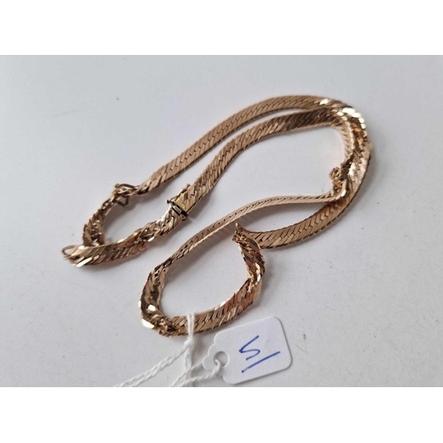 5 - A wide gold flat link neck chain AF 16.5 gms