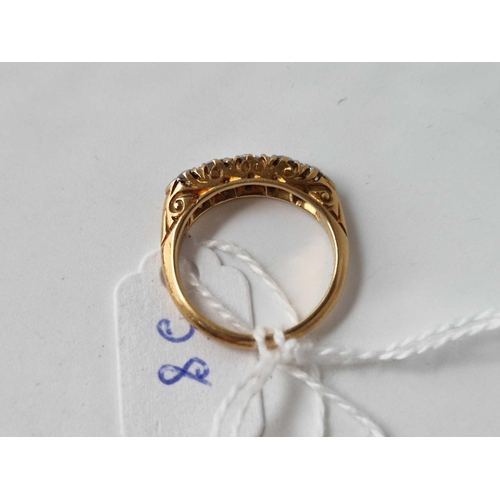 58 - A VICTORIAN DIAMOND FIVE SONE RING APPROX ONE CT DIAMONDS 18CT GOLD  SIZE L 4 GMS BOXED