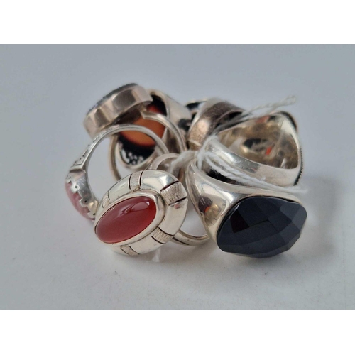 86 - Eight chunky silver rings 67 gms